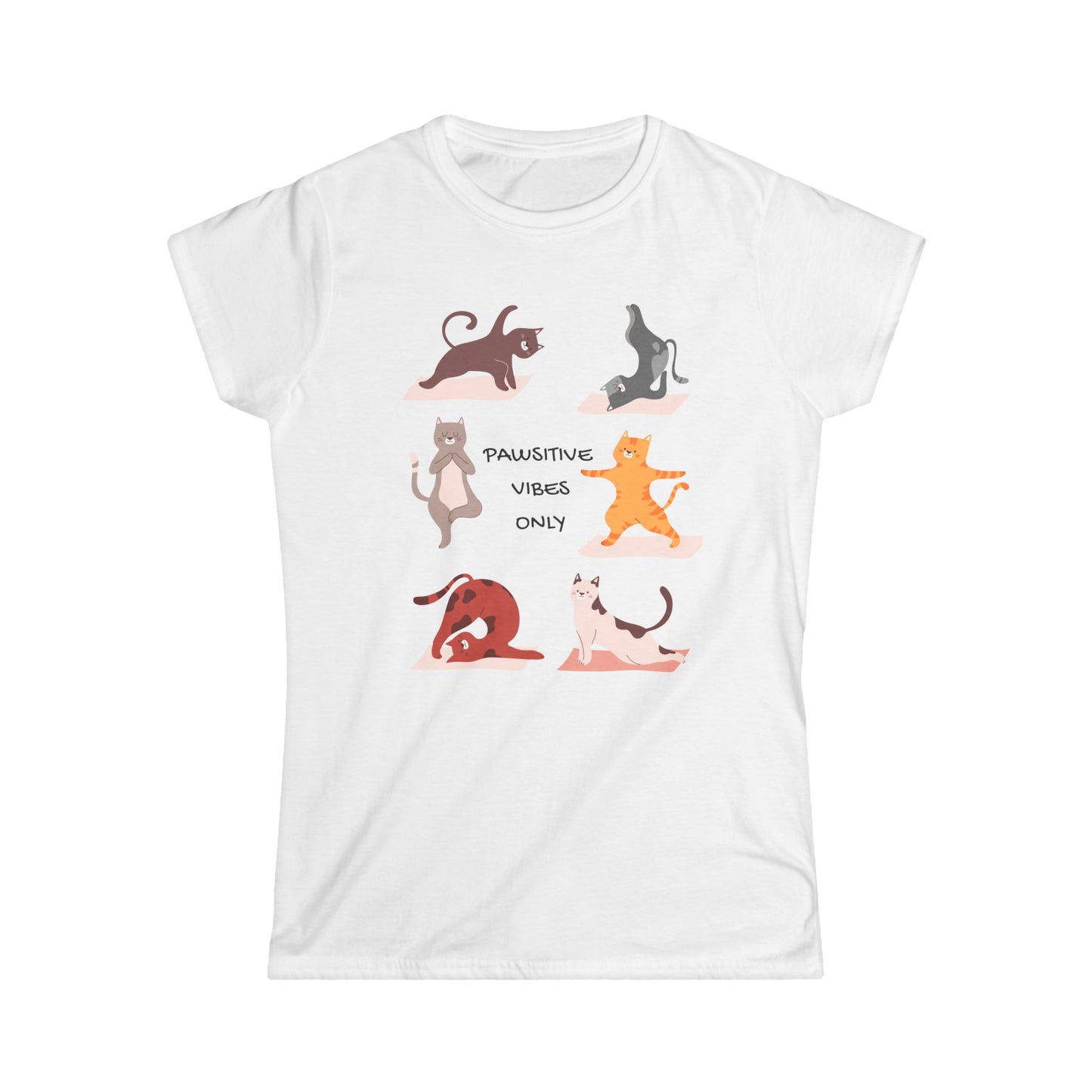 Yoga t-shirt with cute cats, gift for cat lover