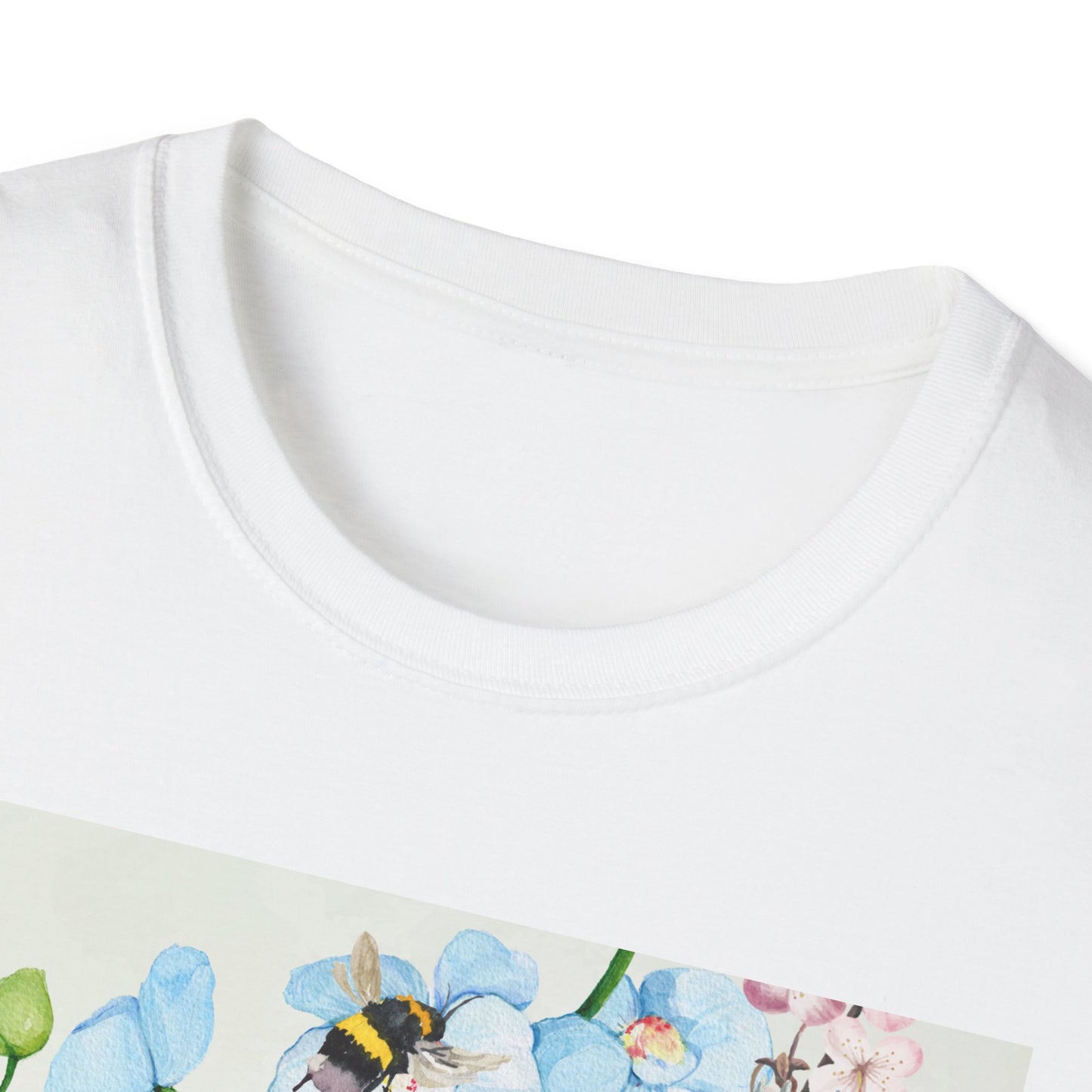 Floral Harmony, Nature-Inspired Unisex Softstyle T-Shirt, Floral Graphics, Gifts for Nature Lovers, Spring Fashion, Casual Wear