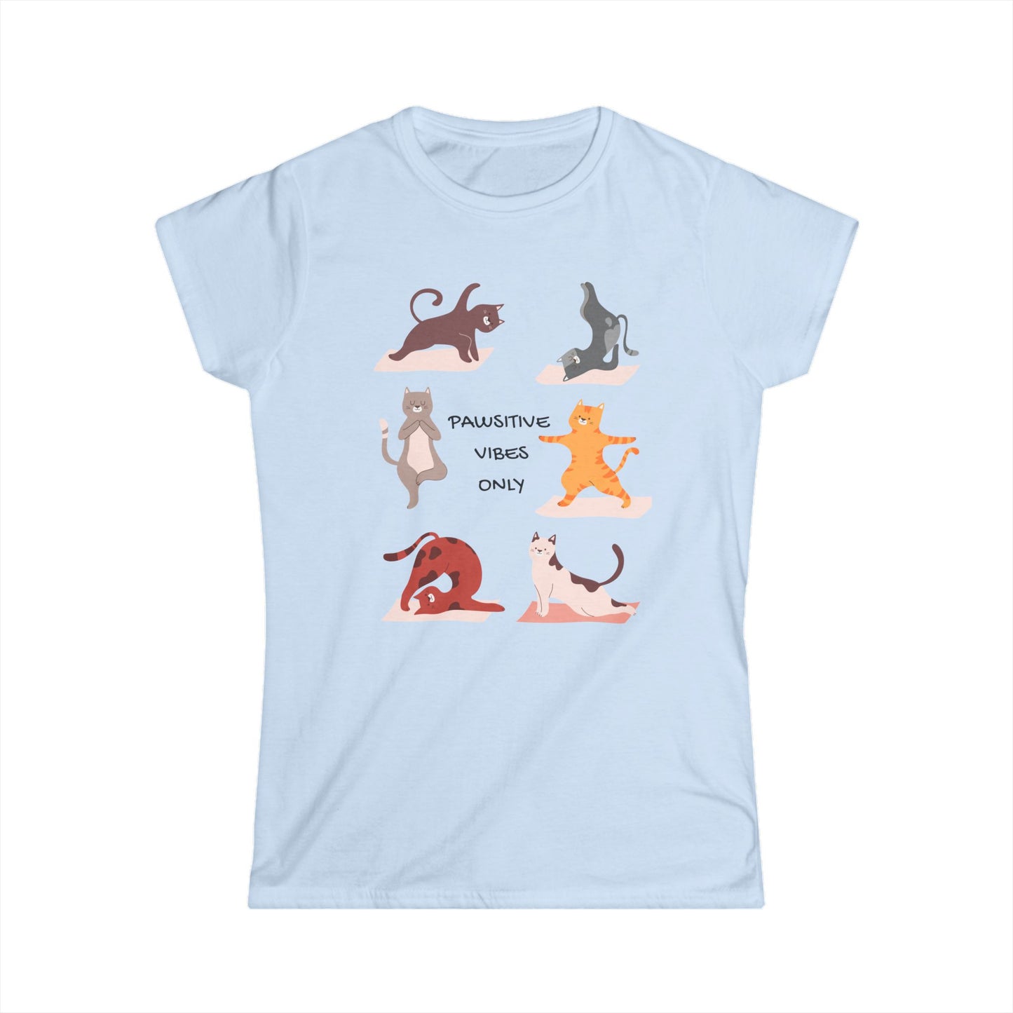 Yoga t-shirt with cute cats, gift for cat lover