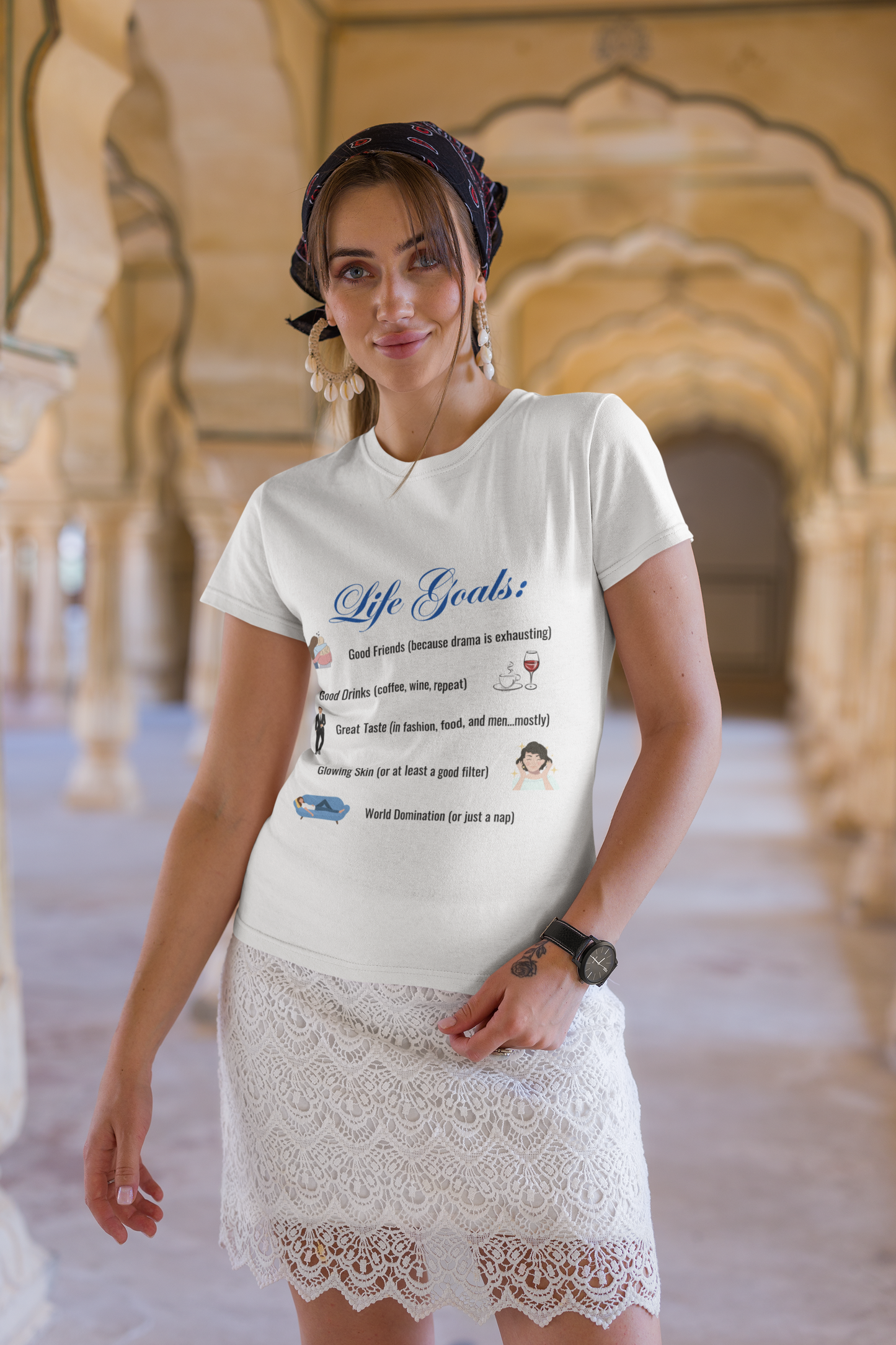 Life Goals Funny Women's T-shirt