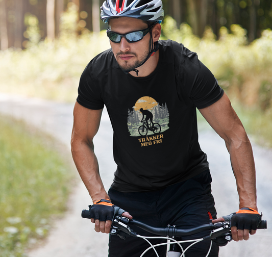 Tråkker Meg Fri T-skjorte – Unisex Terrengsykkelmotiv | Norsk Design